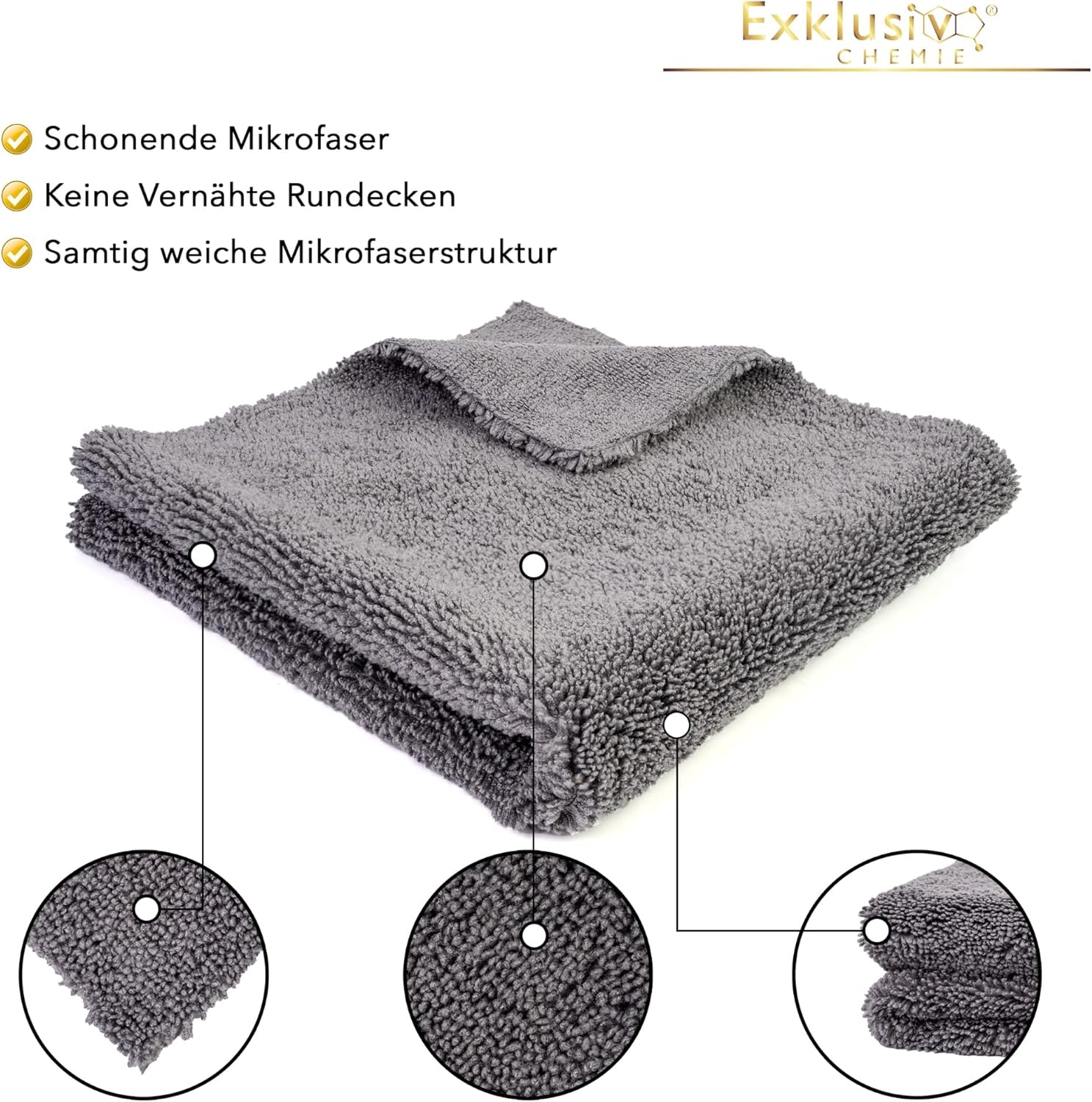 Randloses Mikrofasertuch 620 GSM - Q4 2 Stück + Handpolierschwamm - 40 x 40 cm
